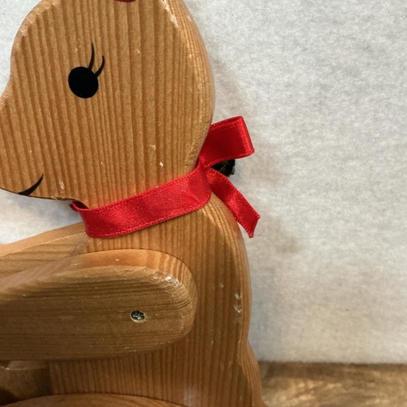 Vintage 2 Teddy Bear Wood Christmas Ornament Moving Arms Legs - Picture 7 of 9